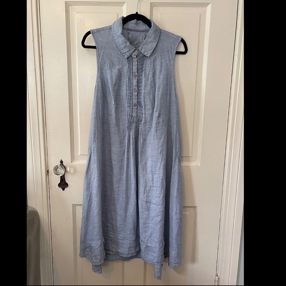 Yuvita Linens Blue Sleeveless Pintuck Dress, XL